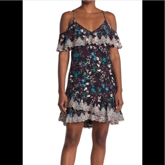 Parker thatcher crochet trim 100% silk mini dress💥 size S, NWT - Picture 1 of 11